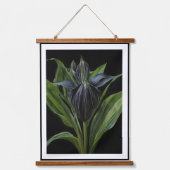 黒いこうもりの植物は黒く 吊り下げ型タペストリー (正面)
