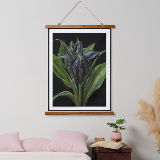 黒いこうもりの植物は黒く 吊り下げ型タペストリー (寝室)