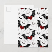 黒いこうもり翼を持つハロウィーンハート インビテーションポストカード (正面/裏面)