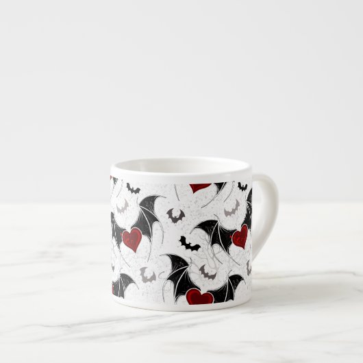 黒いこうもり翼を持つハロウィーンハート エスプレッソカップ (正面右)