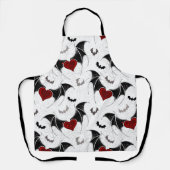 黒いこうもり翼を持つハロウィーンハート エプロン (正面)