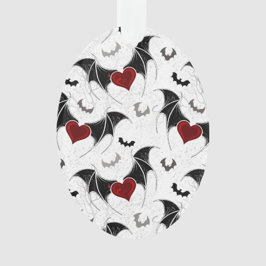 黒いこうもり翼を持つハロウィーンハート オーナメント (正面)