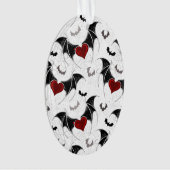 黒いこうもり翼を持つハロウィーンハート オーナメント (正面)