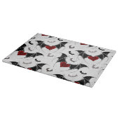 黒いこうもり翼を持つハロウィーンハート カッティングボード (角)