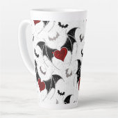 黒いこうもり翼を持つハロウィーンハート カフェラテマグ (左アングル)