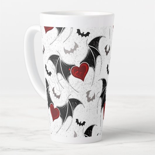 黒いこうもり翼を持つハロウィーンハート カフェラテマグ (左アングル)