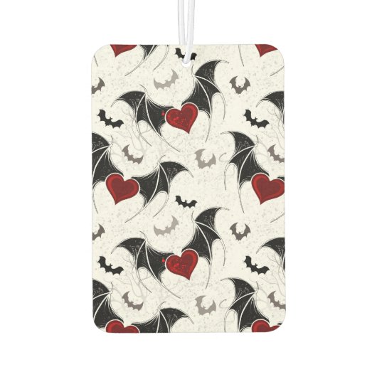 黒いこうもり翼を持つハロウィーンハート カーエアーフレッシュナー (裏面)