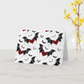 黒いこうもり翼を持つハロウィーンハート カード (黄色い花)