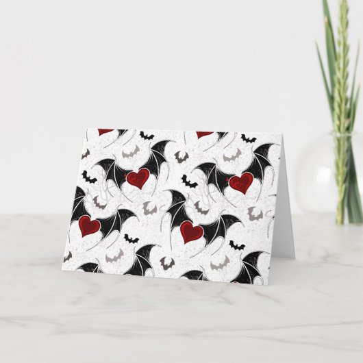 黒いこうもり翼を持つハロウィーンハート カード (正面)