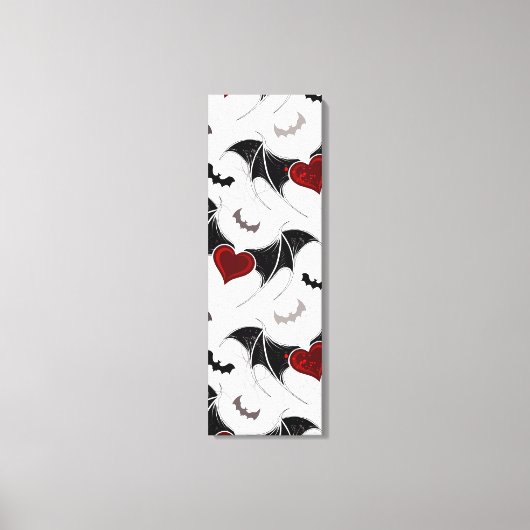 黒いこうもり翼を持つハロウィーンハート キャンバスプリント (正面)