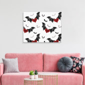 黒いこうもり翼を持つハロウィーンハート キャンバスプリント (インサイチュ (リビング))