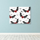 黒いこうもり翼を持つハロウィーンハート キャンバスプリント (インサイチュ (ウッドフロア))