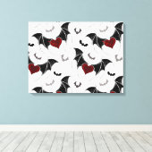 黒いこうもり翼を持つハロウィーンハート キャンバスプリント (インサイチュ (ウッドフロア))