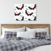 黒いこうもり翼を持つハロウィーンハート キャンバスプリント (インサイチュ (寝室))