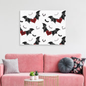 黒いこうもり翼を持つハロウィーンハート キャンバスプリント (インサイチュ (リビング))