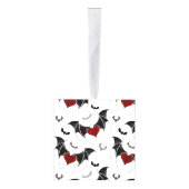 黒いこうもり翼を持つハロウィーンハート キューブオーナメント (右)