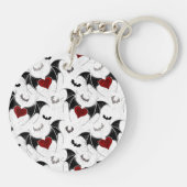 黒いこうもり翼を持つハロウィーンハート キーホルダー (裏面)