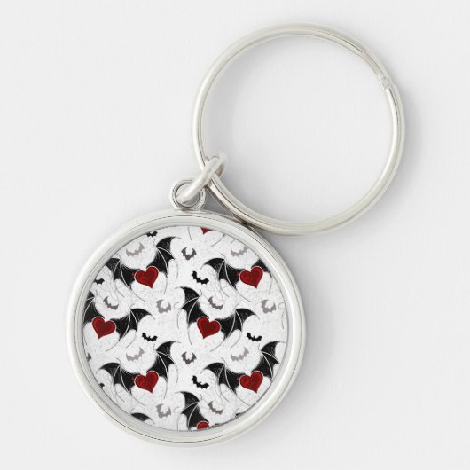 黒いこうもり翼を持つハロウィーンハート キーホルダー (正面)