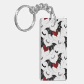 黒いこうもり翼を持つハロウィーンハート キーホルダー (正面左)