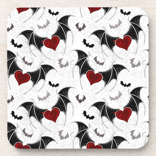 黒いこうもり翼を持つハロウィーンハート コースター (正面)