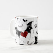 黒いこうもり翼を持つハロウィーンハート コーヒーマグカップ (正面左)