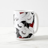 黒いこうもり翼を持つハロウィーンハート コーヒーマグカップ (正面右)