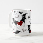 黒いこうもり翼を持つハロウィーンハート コーヒーマグカップ (正面左)