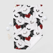 黒いこうもり翼を持つハロウィーンハート ゴルフタオル (インサイチュ)