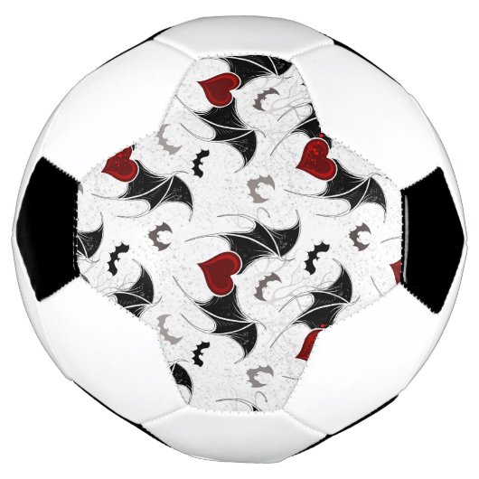 黒いこうもり翼を持つハロウィーンハート サッカーボール (回転)