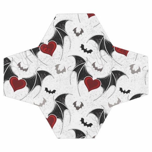 黒いこうもり翼を持つハロウィーンハート サッカーボール (フラット)