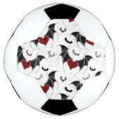 黒いこうもり翼を持つハロウィーンハート サッカーボール (正面)