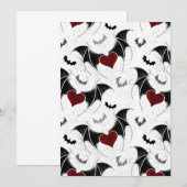 黒いこうもり翼を持つハロウィーンハート サンキューカード (正面/裏面)