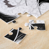 黒いこうもり翼を持つハロウィーンハート ジグソーパズル (側面)