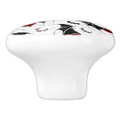 黒いこうもり翼を持つハロウィーンハート セラミックノブ (側面)