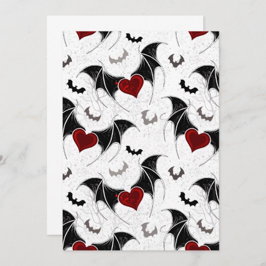 黒いこうもり翼を持つハロウィーンハート セーブザデート (正面/裏面)