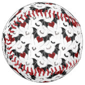 黒いこうもり翼を持つハロウィーンハート ソフトボール (正面左)