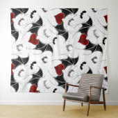 黒いこうもり翼を持つハロウィーンハート タペストリー (インサイチュ(横))