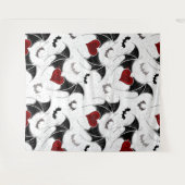 黒いこうもり翼を持つハロウィーンハート タペストリー (正面(横))