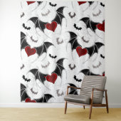 黒いこうもり翼を持つハロウィーンハート タペストリー (インサイチュ)