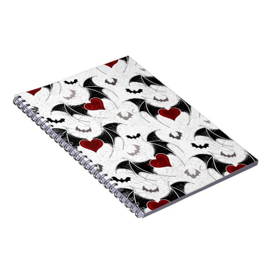 黒いこうもり翼を持つハロウィーンハート ノートブック (右側)