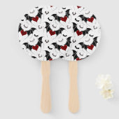 黒いこうもり翼を持つハロウィーンハート ハンドファン (正面&裏面)