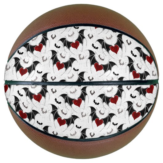 黒いこうもり翼を持つハロウィーンハート バスケットボール (正面)