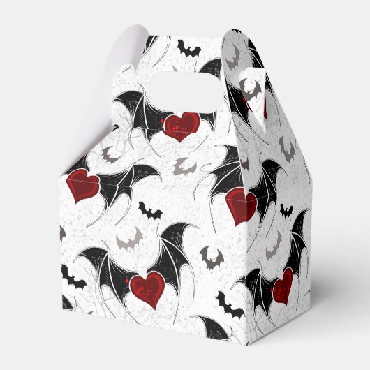 黒いこうもり翼を持つハロウィーンハート フェイバーボックス (裏面サイド)