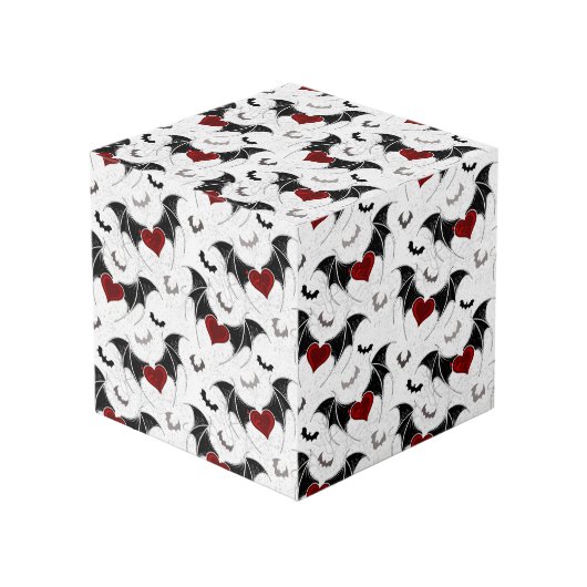 黒いこうもり翼を持つハロウィーンハート フォトキューブ (正面アングル)