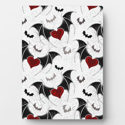 黒いこうもり翼を持つハロウィーンハート フォトプラーク (正面)