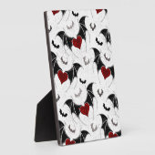 黒いこうもり翼を持つハロウィーンハート フォトプラーク (側面)