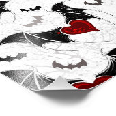 黒いこうもり翼を持つハロウィーンハート フォトプリント            (角)