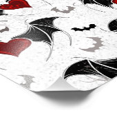 黒いこうもり翼を持つハロウィーンハート フォトプリント            (角)