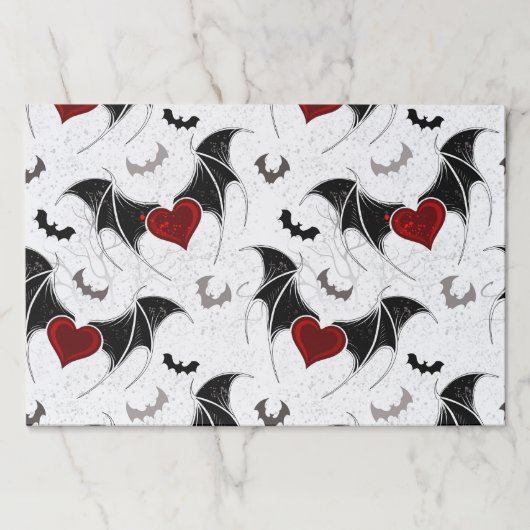 黒いこうもり翼を持つハロウィーンハート ペーパーパッド (正面)
