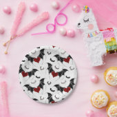 黒いこうもり翼を持つハロウィーンハート ペーパープレート (パーティー)